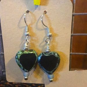 Grey & Black Heart Earrings
